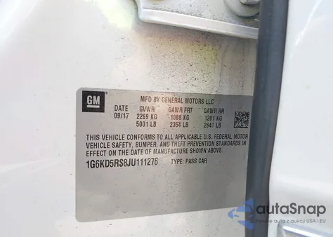 2018 Cadillac Ct6 Luxury from USA, damaged, VIN 1G6KD5RS8JU111276